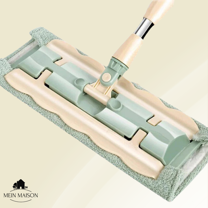 Das komplette MopPro Set: Flachmopp, Edelstahlstiel und Mikrofaserpad für Bodenreinigung.