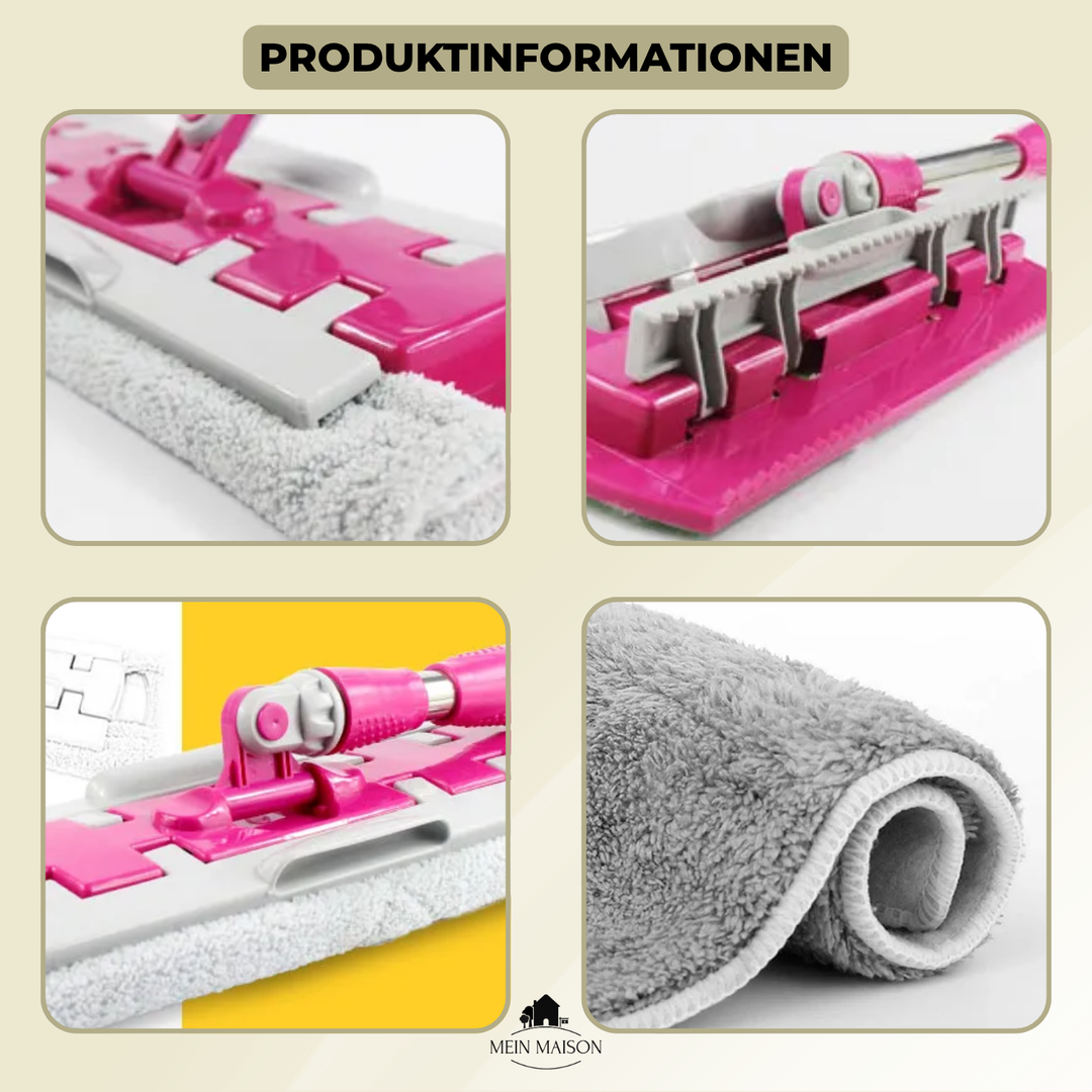 Ergonomischer MopPro Flachmopp für mühelose Bodenreinigung mit saugstarkem Mikrofaserbezug.