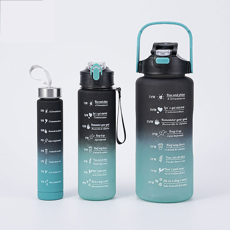 Motivations-Wasserflasche mit Trinkzielen, Handyhalter & auslaufsicherem Design für Fitness, BPA-frei.