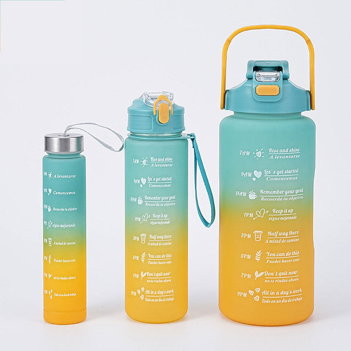 Gesunde BPA-freie Trinkflasche aus Tritan, fördert regelmäßiges Trinken mit Motivationsmarkierungen & Handyhalter.