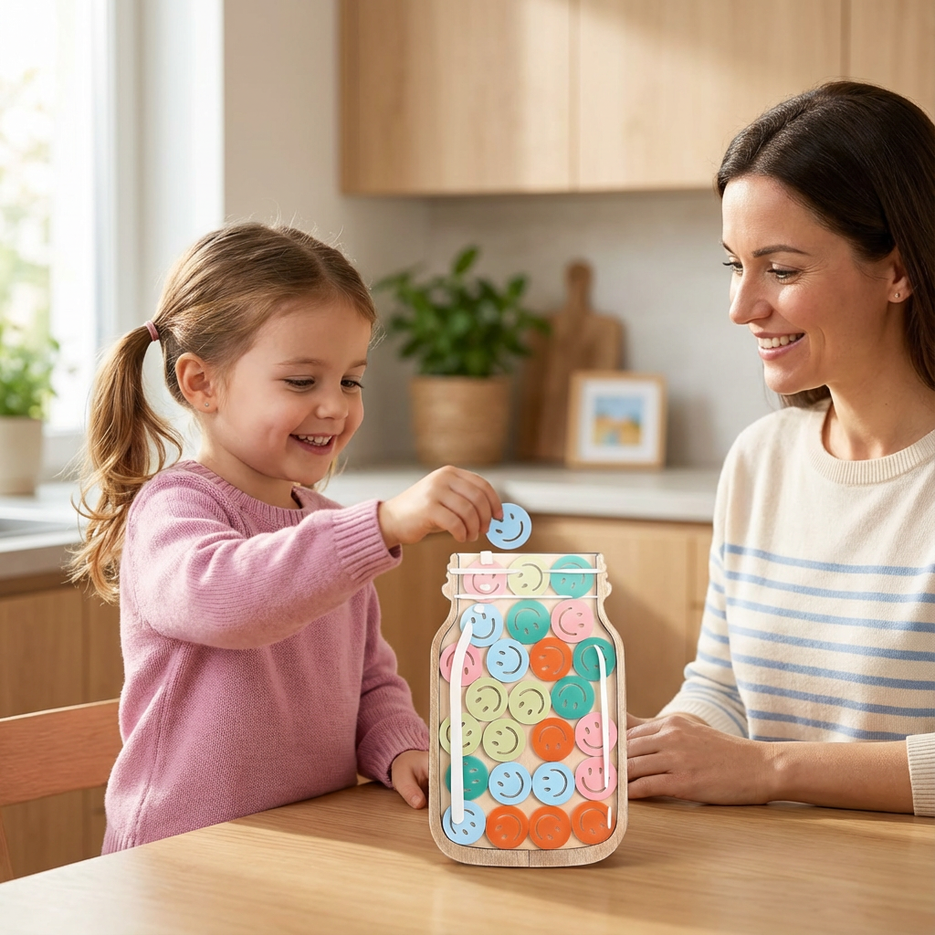 Motivationsglas für Kinder: Belohnungssystem mit bunten Sternen, ideal zur Förderung guter Gewohnheiten & Erfolge.