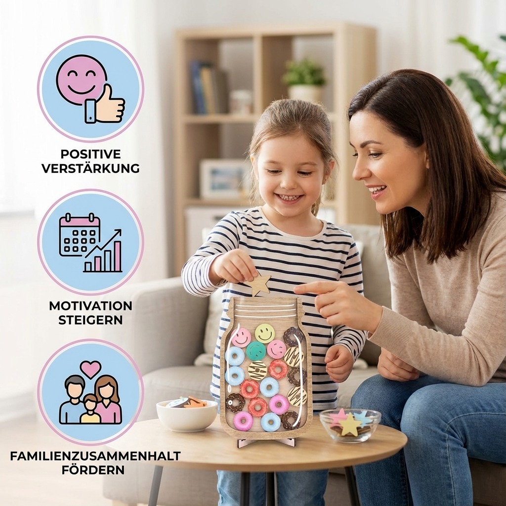 Erfolgsglas für Kinder: Mit Sternen befülltes Motivationsglas. Eine Erziehungshilfe für Verhaltenstraining & Ziele.