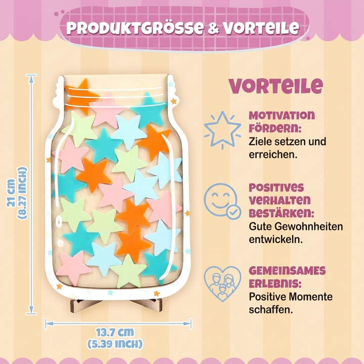 Geschenk für Kinder: Motivationsglas mit Sternen, ein tolles Belohnungssystem zur Förderung von Disziplin & Freude.