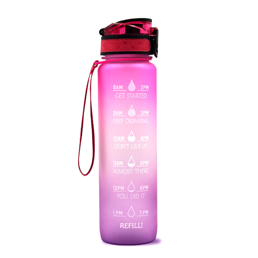 Stylische motivierende Wasserflasche 1 Liter mit Skala & Zeitmarkierungen, perfekt für jedes Lifestyle.