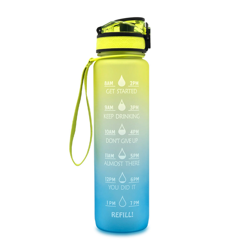 Robuste Trinkflasche 1L mit Zeitmarkierungen, BPA-frei, Motivationssprüchen, für langanhaltende Hydration.