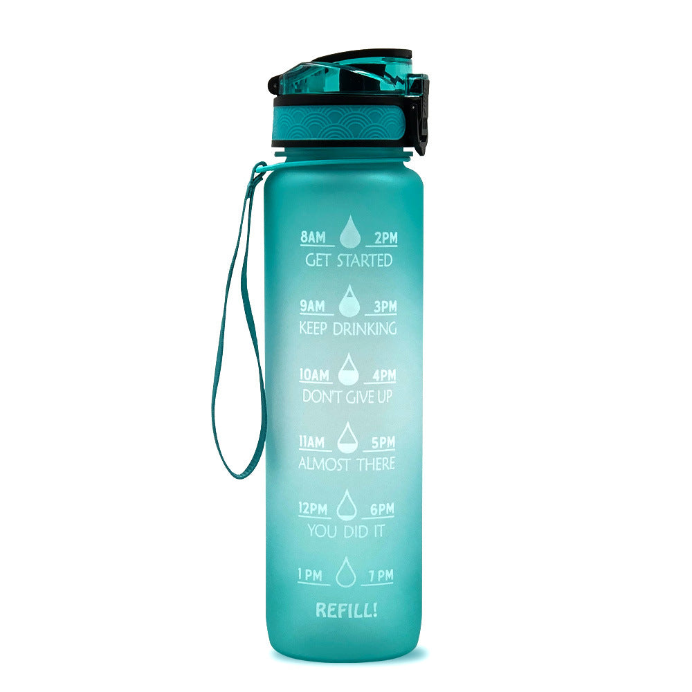 Große Motivationsflasche 1L mit Zeitmarkierungen, BPA-frei, für Sportler und bewusste Hydration.