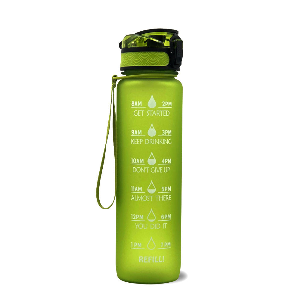 Hydrationsflasche 1L mit Zeitmarkierungen, BPA-frei, ideal für Büro, Schule & Outdoor-Aktivitäten.
