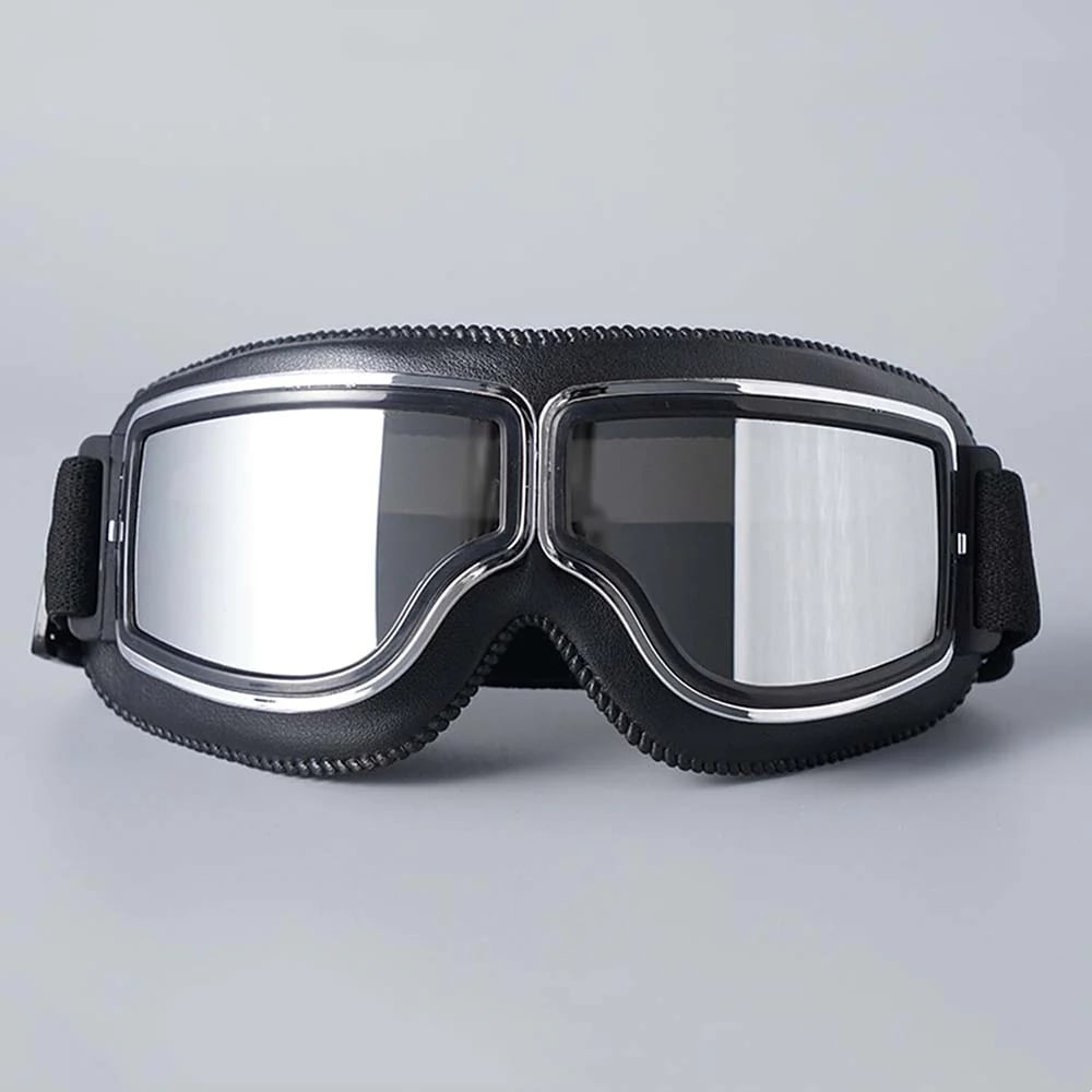 Motorradbrille klassisch: Effektiver UV-Schutz und stoßfeste Gläser im Retro-Design.