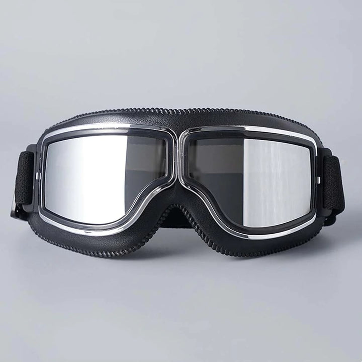 Motorradbrille klassisch: Effektiver UV-Schutz und stoßfeste Gläser im Retro-Design.