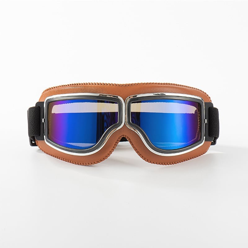 Robuste Retro Motorradbrille: UV-Schutz, stoßfeste Gläser, ideal für klassische Bikes & Fahrräder.