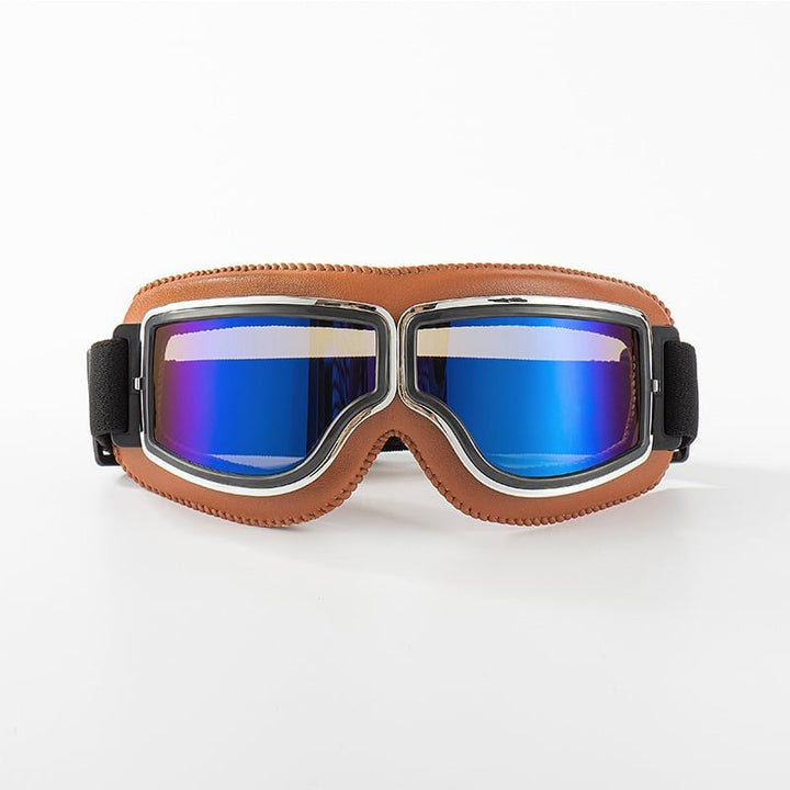 Robuste Retro Motorradbrille: UV-Schutz, stoßfeste Gläser, ideal für klassische Bikes & Fahrräder.