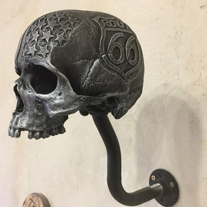 Motorradhelm-Halter in Schädelform zur Wandmontage, perfektes Bikergeschenk & dekoratives Motorradzubehör für die Garage.