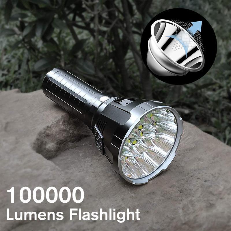 Vielseitige MS18 LED-Taschenlampe für Camping, Notfall & Outdoor, 100.000 Lumen, IP68.