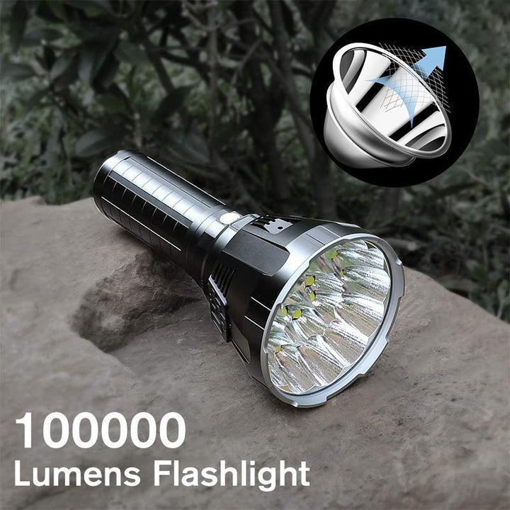 Vielseitige MS18 LED-Taschenlampe für Camping, Notfall & Outdoor, 100.000 Lumen, IP68.