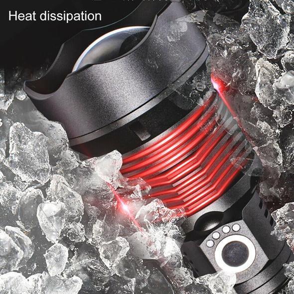Helle MS18 LED-Taschenlampe aus Aluminium für Outdoor-Abenteuer, 100.000 Lumen, wasserdicht.