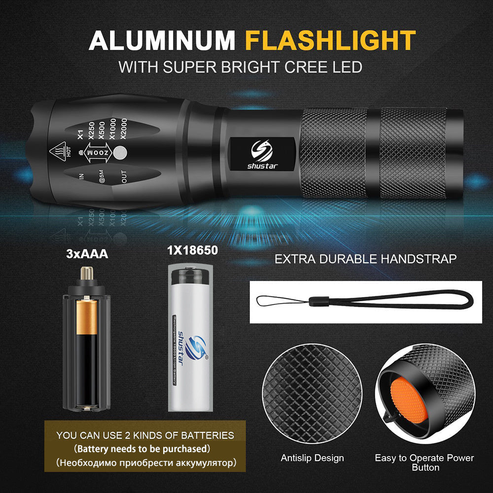 MS18 Hochleistungs-LED-Taschenlampe mit beeindruckender 2.350m Reichweite & 100.000 Lumen.