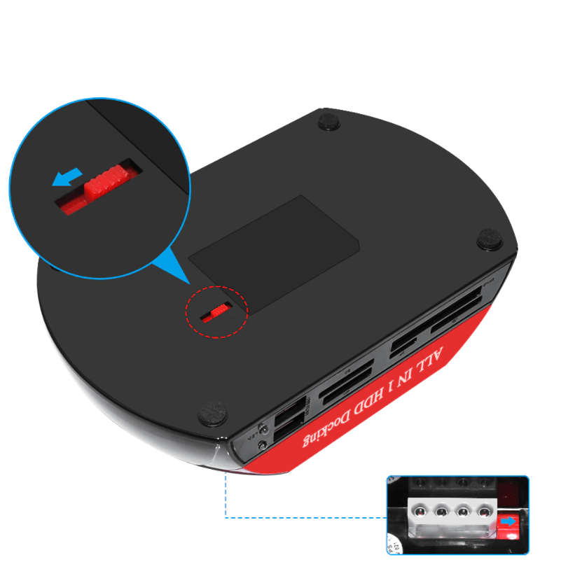 Schnelle Festplatten-Dockingstation zum externen Zugriff auf HDD/SSD. USB-C Anschluss für effiziente Datenverwaltung.
