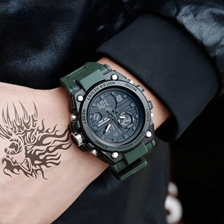 Maskuline Outdoor-Armbanduhr mit Dual-Display; ideal für Abenteuer, Sport und täglichen Gebrauch.