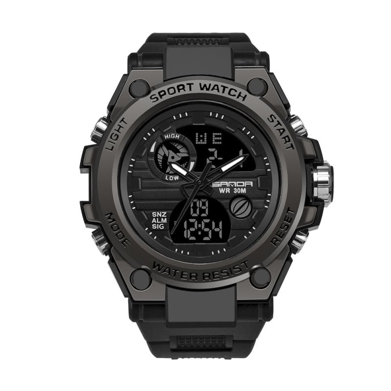 Stylische Herrenuhr mit Dual-Display und vielen Funktionen; ideal als Herrenaccessoire und Geschenkidee.