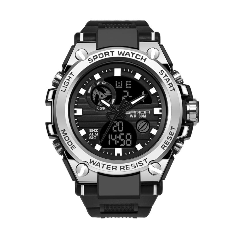 Herren-Digitaluhr mit robustem Armband; wasserdicht und stoßfest für anspruchsvolle Abenteuer.