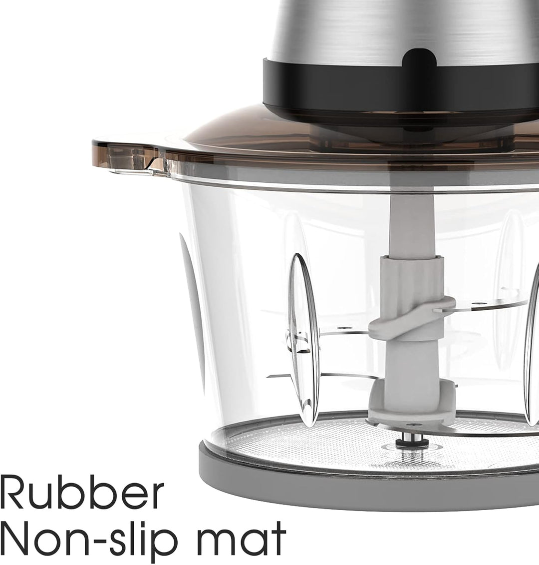 Robuster Food Processor ChopPro mit hochwertiger Glasschüssel und scharfen Edelstahlklingen für vielseitige Nutzung.