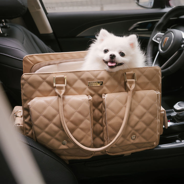 Multifunktionale Leder-Hundetragetasche für stilvolle & sichere Haustierreisen.