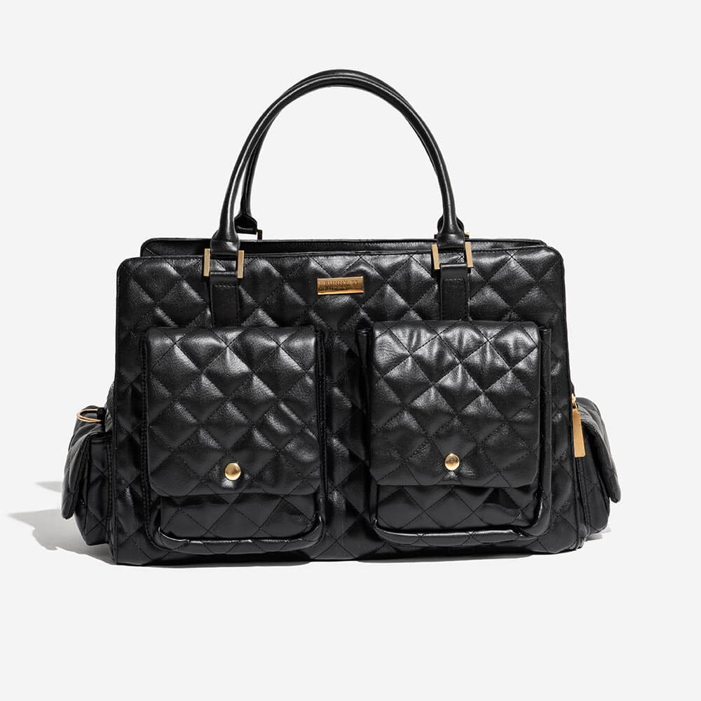 Exklusive Leder-Reisetasche für kleine Hunde, ideal für gemeinsame Stadterkundungen.