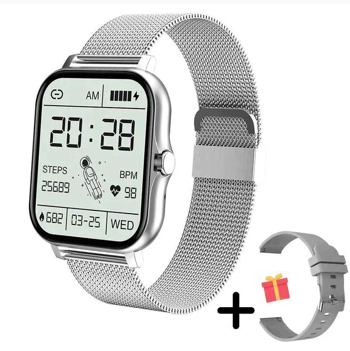 Digitale Smartwatch mit Bluetooth für Smartphone-Benachrichtigungen; ideal als Fitness- & Gesundheits-Tracker.