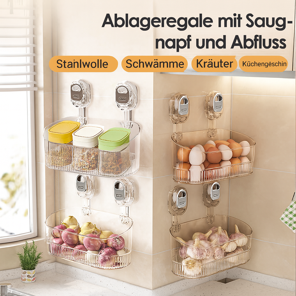Multifunktionale Wandablage für Bad, Duschregal bohrfrei, Saugnapf, Shampoo Halter, platzsparend.