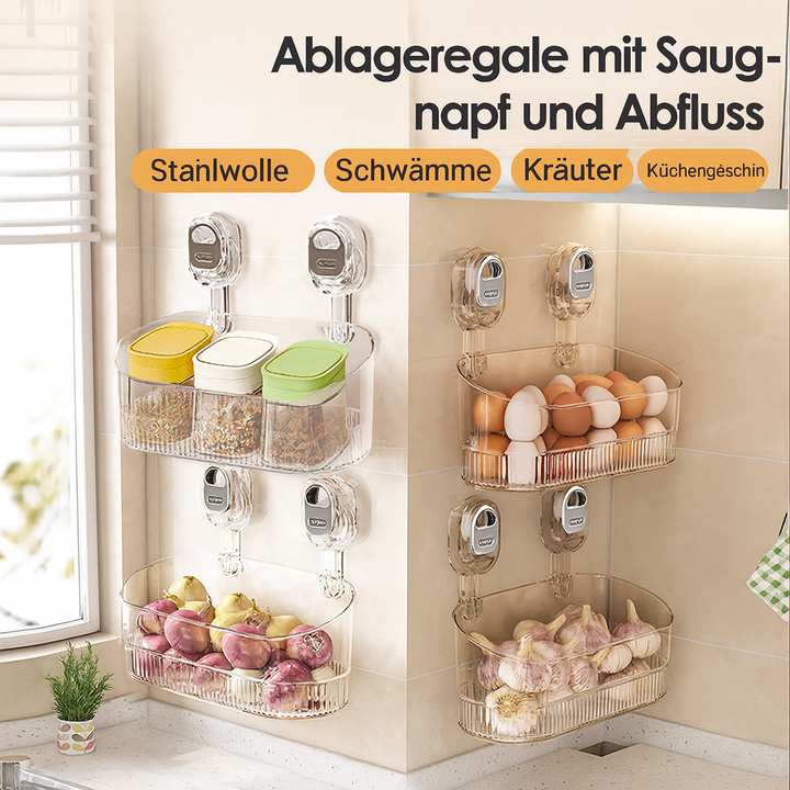 Multifunktionale Wandablage für Bad, Duschregal bohrfrei, Saugnapf, Shampoo Halter, platzsparend.