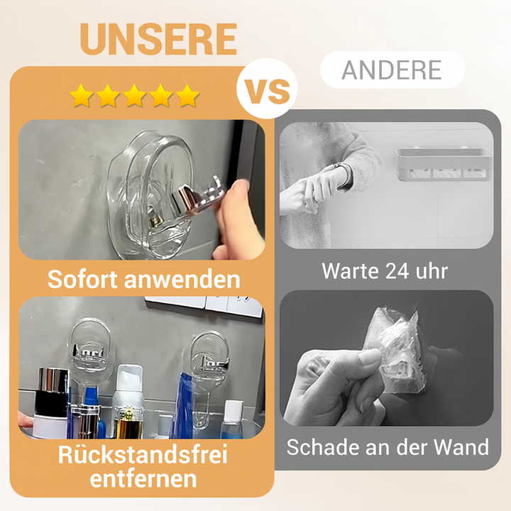 Duschregal bohrfrei, Saugnapf Ablage für Badezimmer, Shampoo Halter, wiederverwendbar & leicht zu montieren.