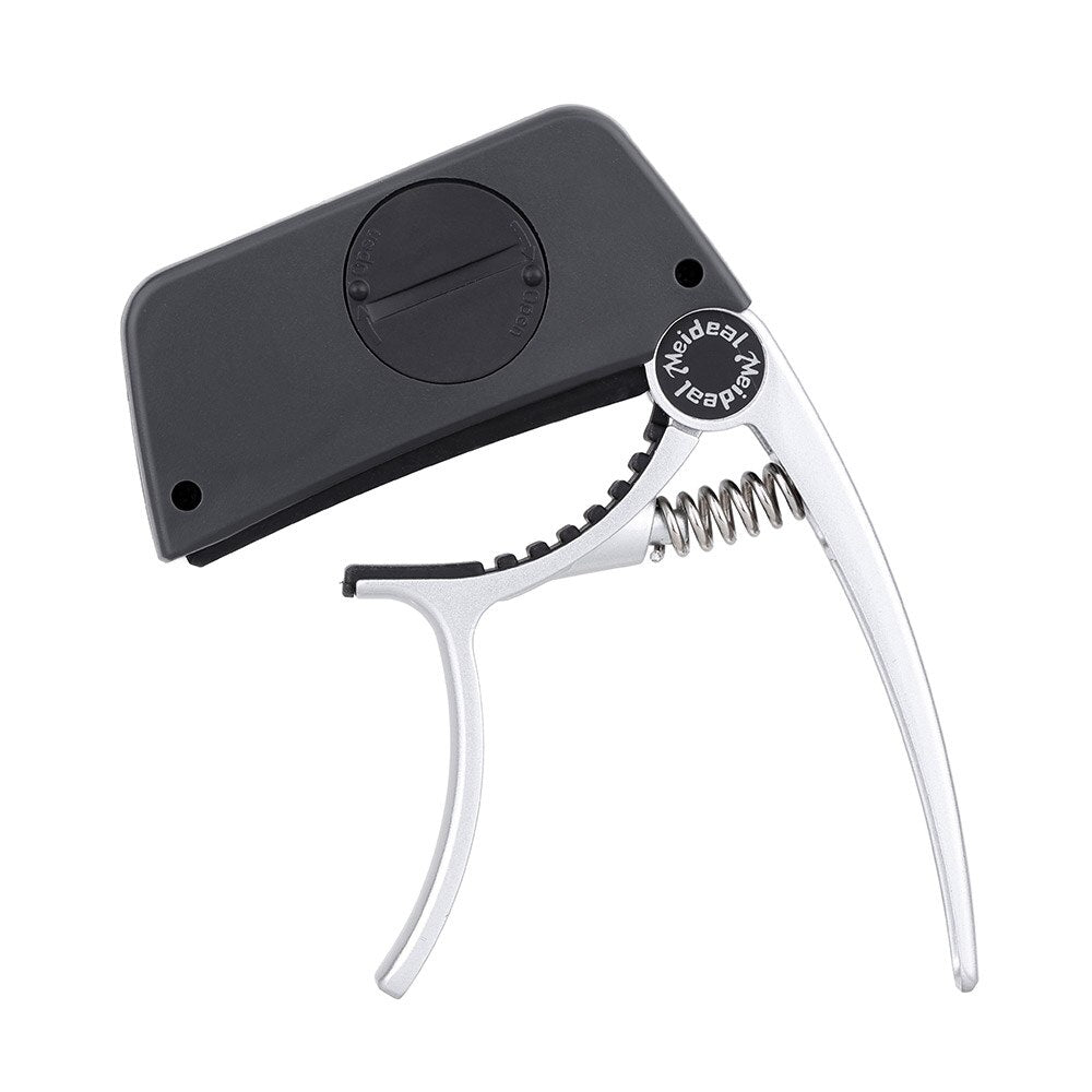 Hochwertiger Gitarrencapo mit integriertem Stimmgerät, 2-in-1 Aluminium-Gitarrenzubehör für präzise Töne.