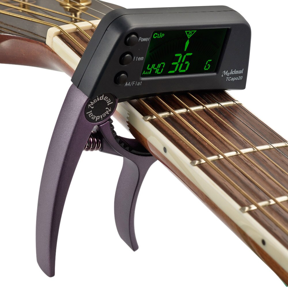 Vielseitiges 2-in-1 Gitarrencapo & Tuner, das ideale präzise Stimmgerät und Kapodaster für jede Gitarre.