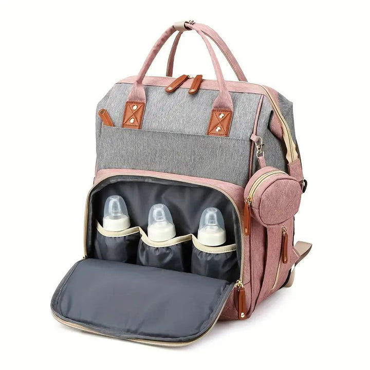 Multifunktionaler Babyrucksack, leicht am Kinderwagen zu befestigen; ideal für Ausflüge & Reisen.