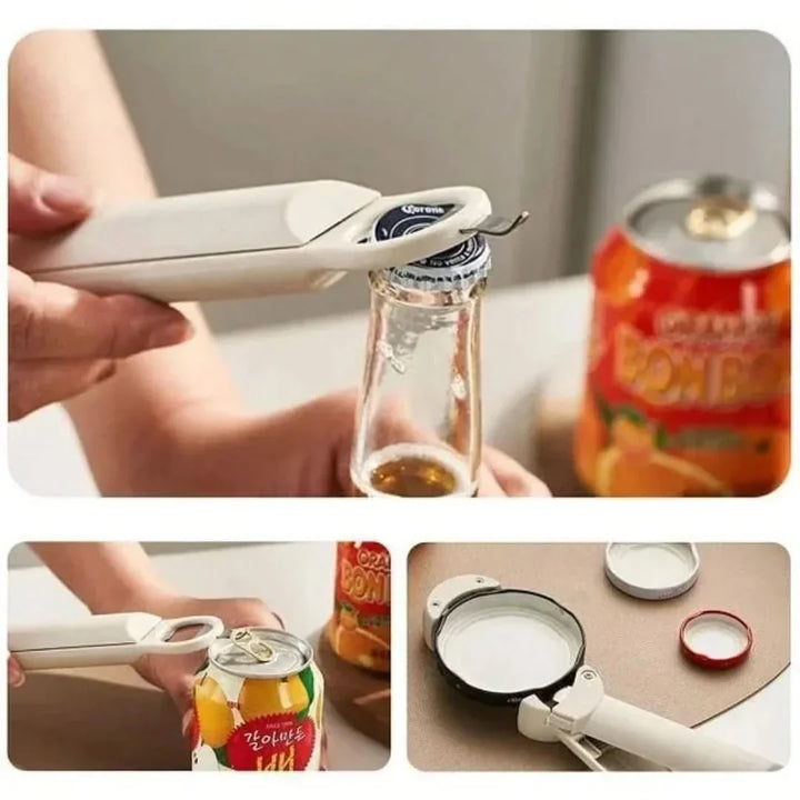 Der ultimative Glas-, Flaschen- und Deckelöffner, ein ergonomischer Küchenhelfer und praktische Seniorenhilfe.