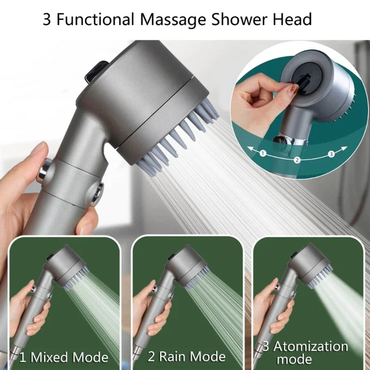 Hochdruck-Duschkopf mit Regendusche, Massagefunktion und Wasserfilter für Wellness-Momente.