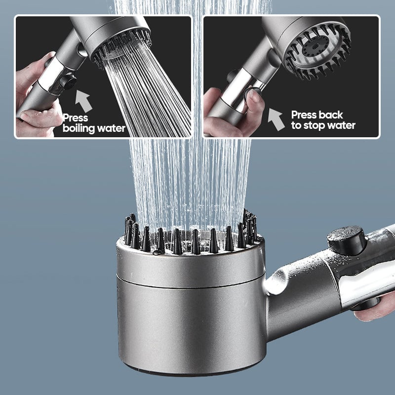 Stylischer Duschkopf mit Wassersparfunktion & 4 Strahlarten. Hochdruck-Komfort für Ihr Badezimmer.