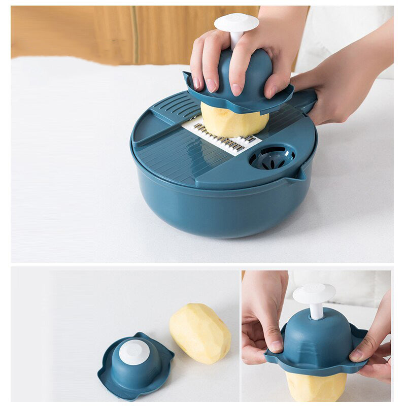 Obstschneider und Gemüsehobel für gleichmäßige Scheiben und Julienne-Streifen. Idealer Küchenhelfer.