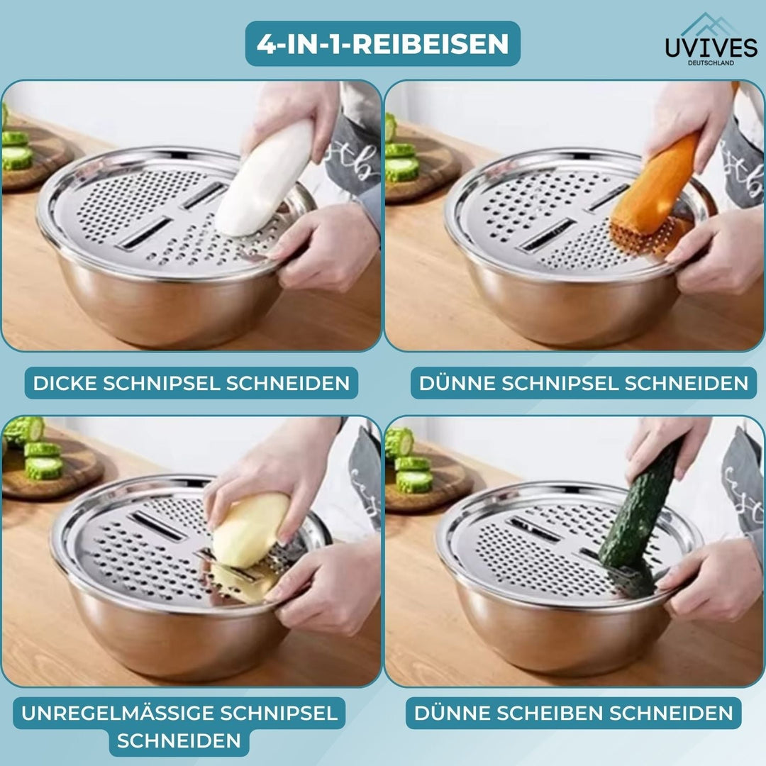 Hochwertiges Edelstahl Küchenhelfer Set 6-in-1. Langlebiges und rostfreies Küchenzubehör für Profis.