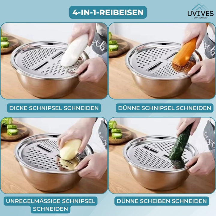 Hochwertiges Edelstahl Küchenhelfer Set 6-in-1. Langlebiges und rostfreies Küchenzubehör für Profis.