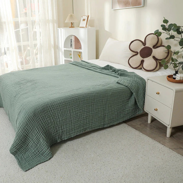 Weiche, atmungsaktive Musselin-Baumwolldecke, 6-lagig. Die ideale Sommerdecke und kuschelige hautfreundliche Decke.