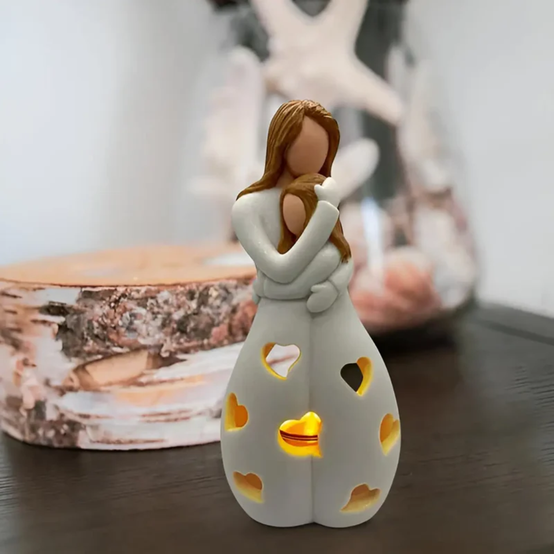 Stilvoller Mutter-Tochter Kerzenhalter, Ewige Bindung Skulptur. Ideales Geschenk für Familien-Liebe.