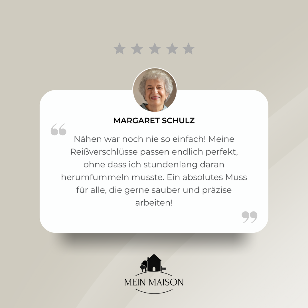 Vielseitiger Nähfuß für Reißverschlüsse aus Edelstahl, unverzichtbar für präzise Näharbeiten und kreative Handarbeit.