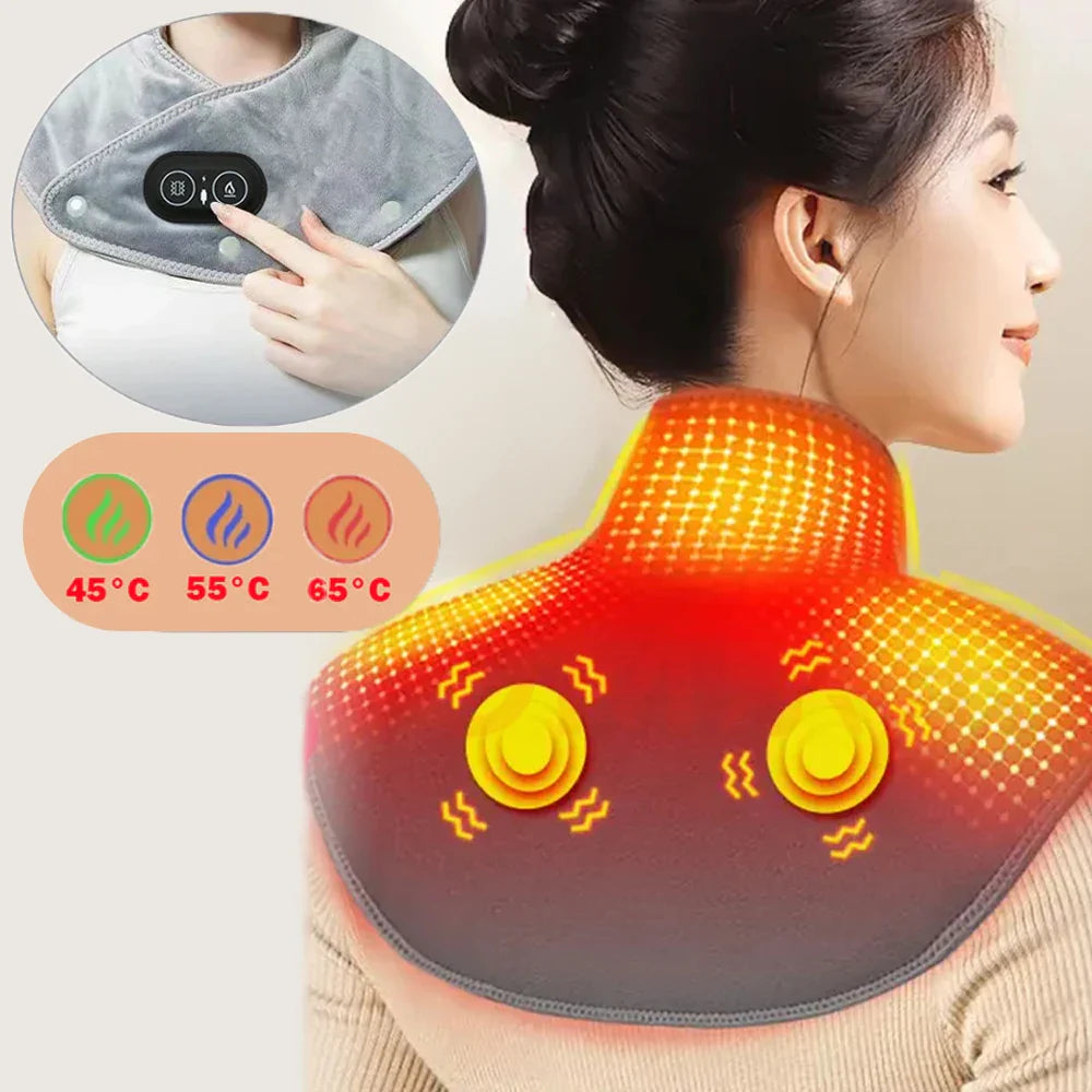Nacken- und Schulter-Massagekissen mit Wärme & Vibration für tiefe Muskelentspannung & Wellness zu Hause.