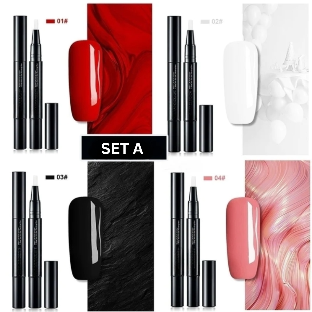 Gel Lack Stift für einfache Nagelkunst, ideal für DIY Nägel. Leuchtende Farben & präzise Spitze.