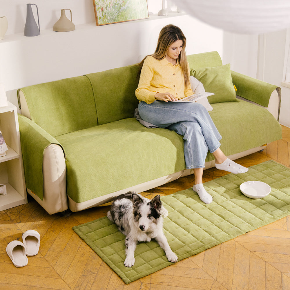 Haustierfreundlicher Chenille Sofabezug Fischgrätenmuster, wasserdicht, bietet Kratzschutz fürs Sofa.