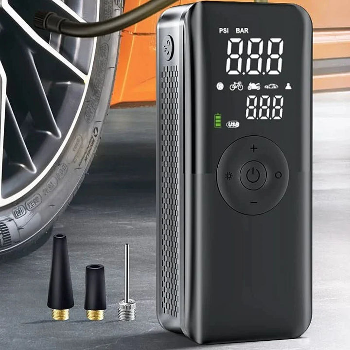 Kompakte kabellose Luftpumpe zum einfachen Aufpumpen von Fahrradreifen unterwegs, ideal für Outdoor.