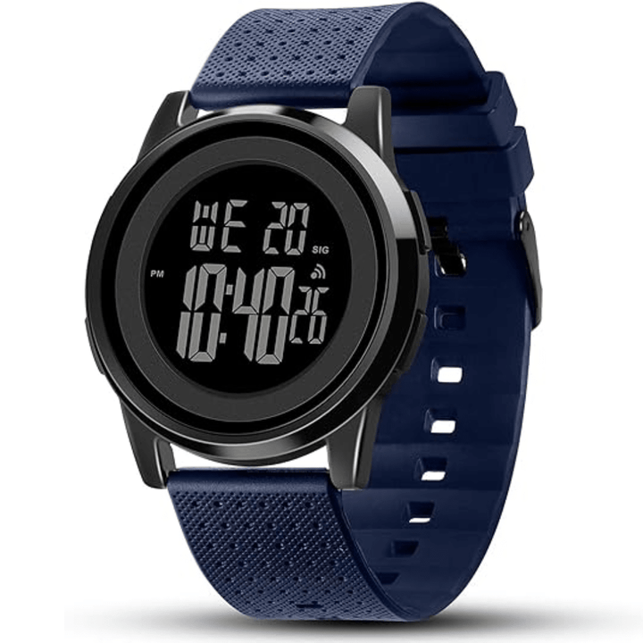 Geschenkidee: Ultradünne digitale Herrenuhr mit wasserdichtem Edelstahlarmband & Chronograph.