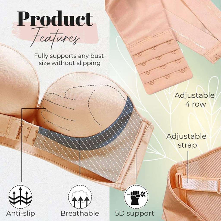 Bequemer Damen Push-up BH im 2er Set, trägerlos und nahtlos. Für einen natürlichen Push-up Effekt & starken Komfort.