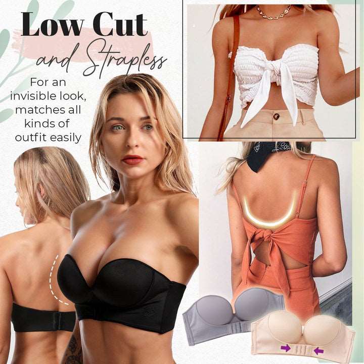 Frauen Komfort BH im 2er Set: trägerloser Push-up BH. Nahtlos, haltgebend & bügelfrei für unsichtbare Unterwäsche.